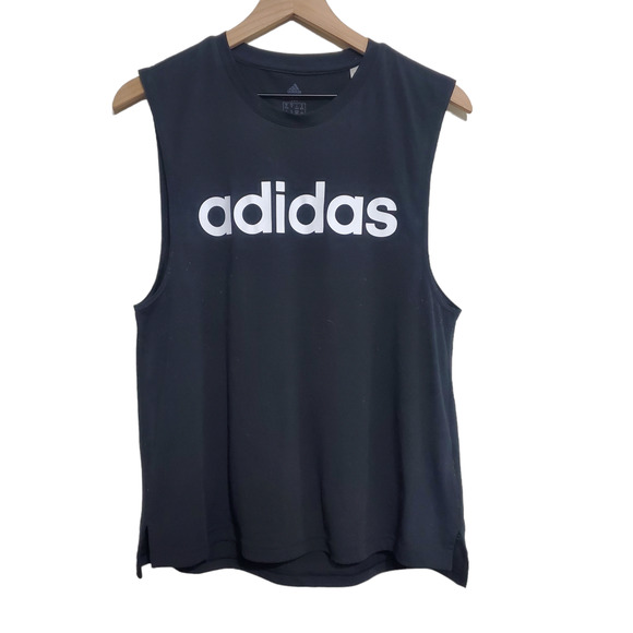 Adidas Lin Sol Black White Workout Athleisure Activewear Tank Size Medium - Picture 2 of 7